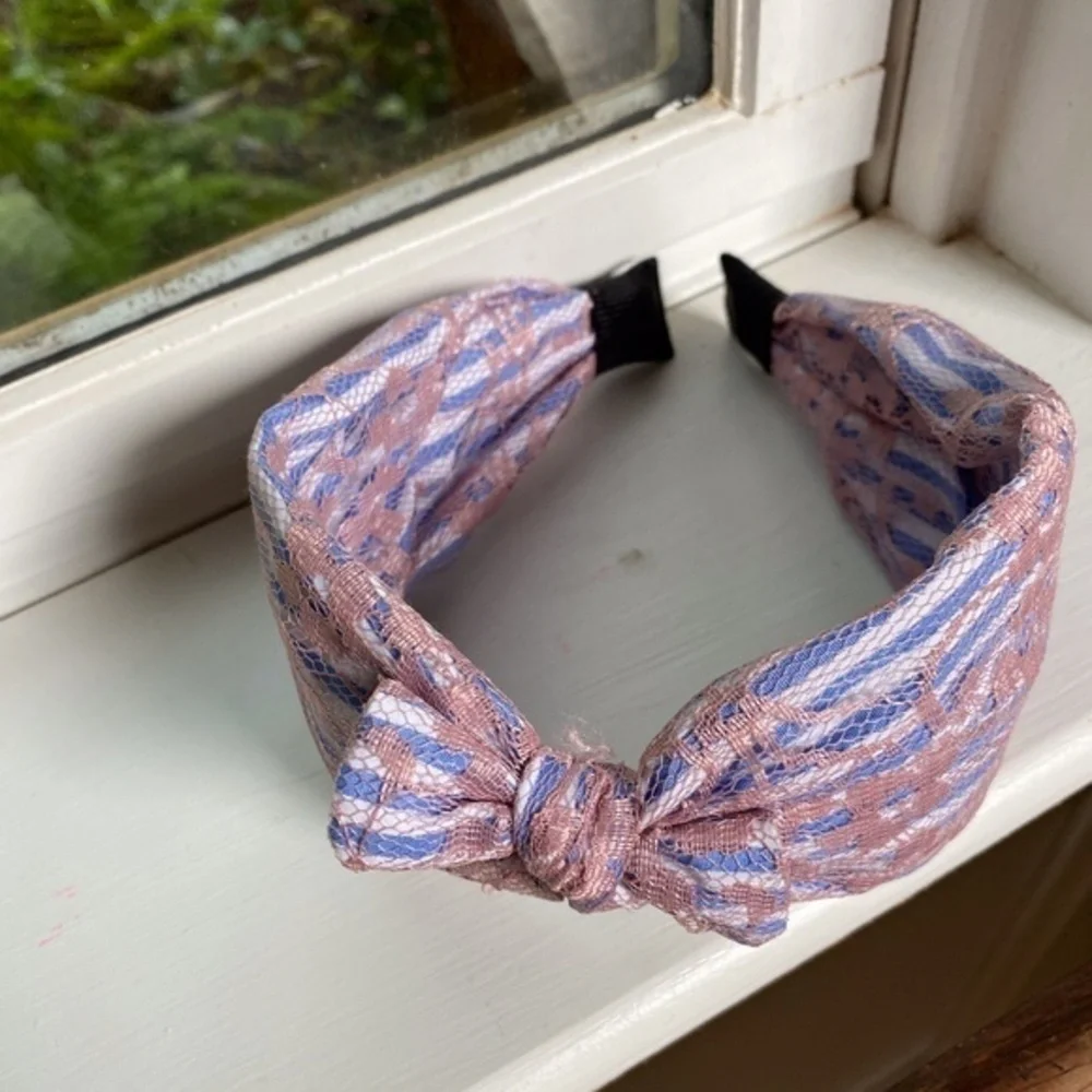 Anthropologie Knotted Wide Blue Headband